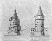 Спустошена башта (зліва); башта…