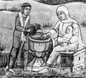 Служниця, повитуха і немовля